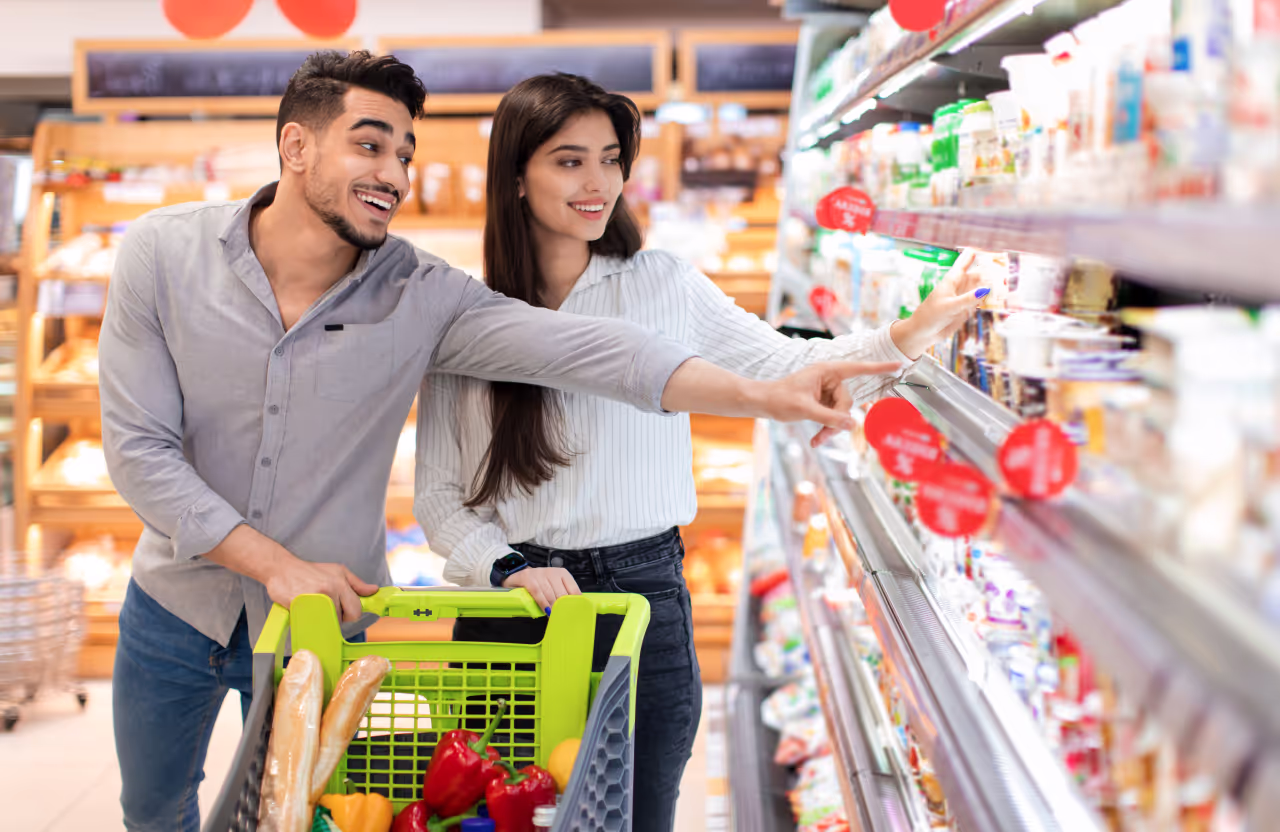 Couple in a supermarket