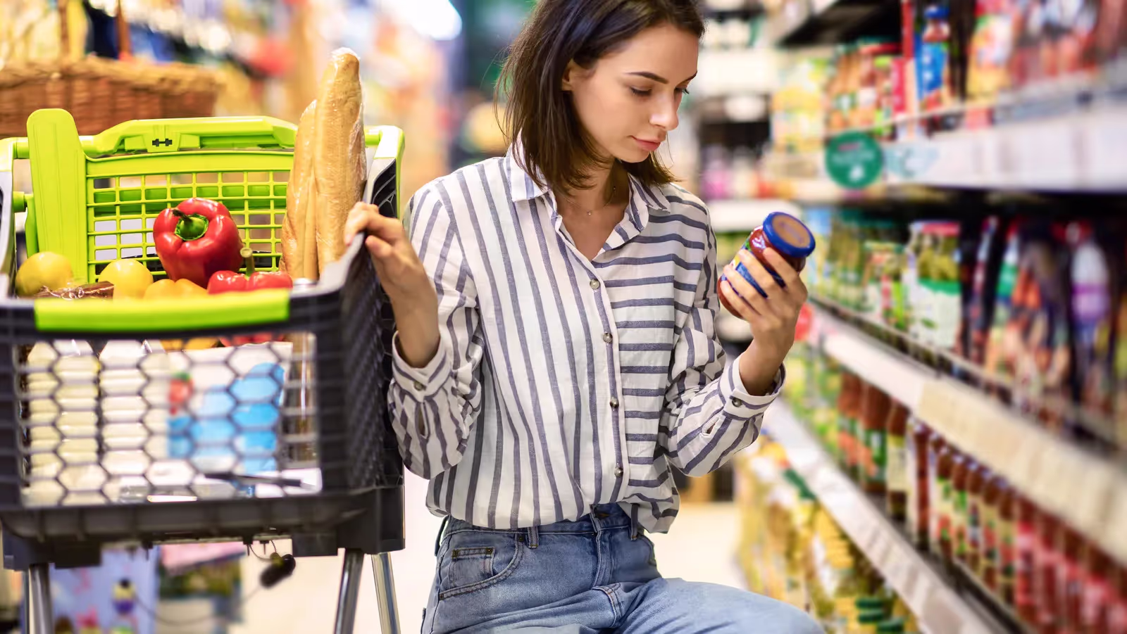 Woman choosing groceries