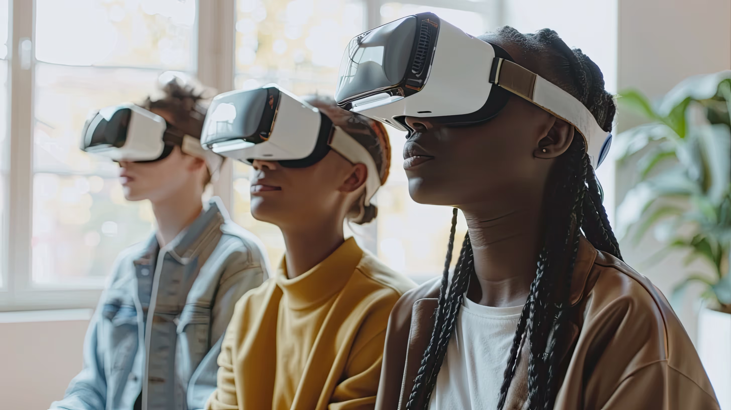 Children using a VR headset 
