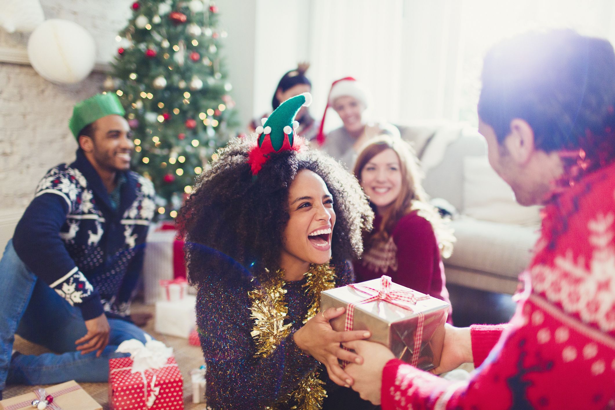 People exchanging gifts