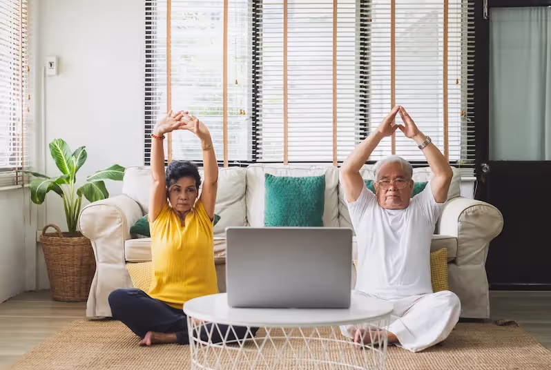 People doing online yoga