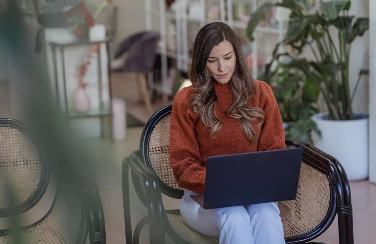 Woman using a laptop