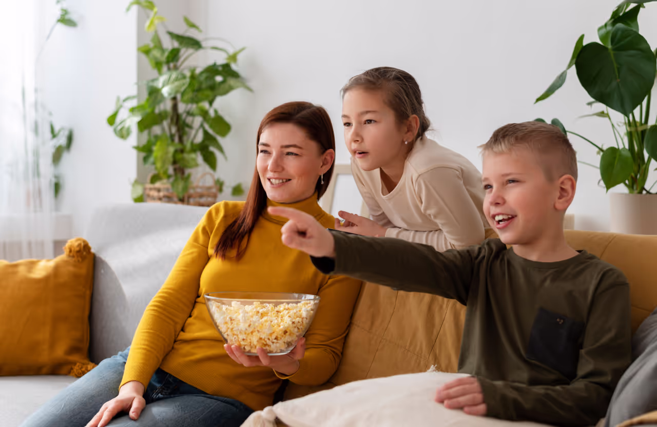 Family watching TV