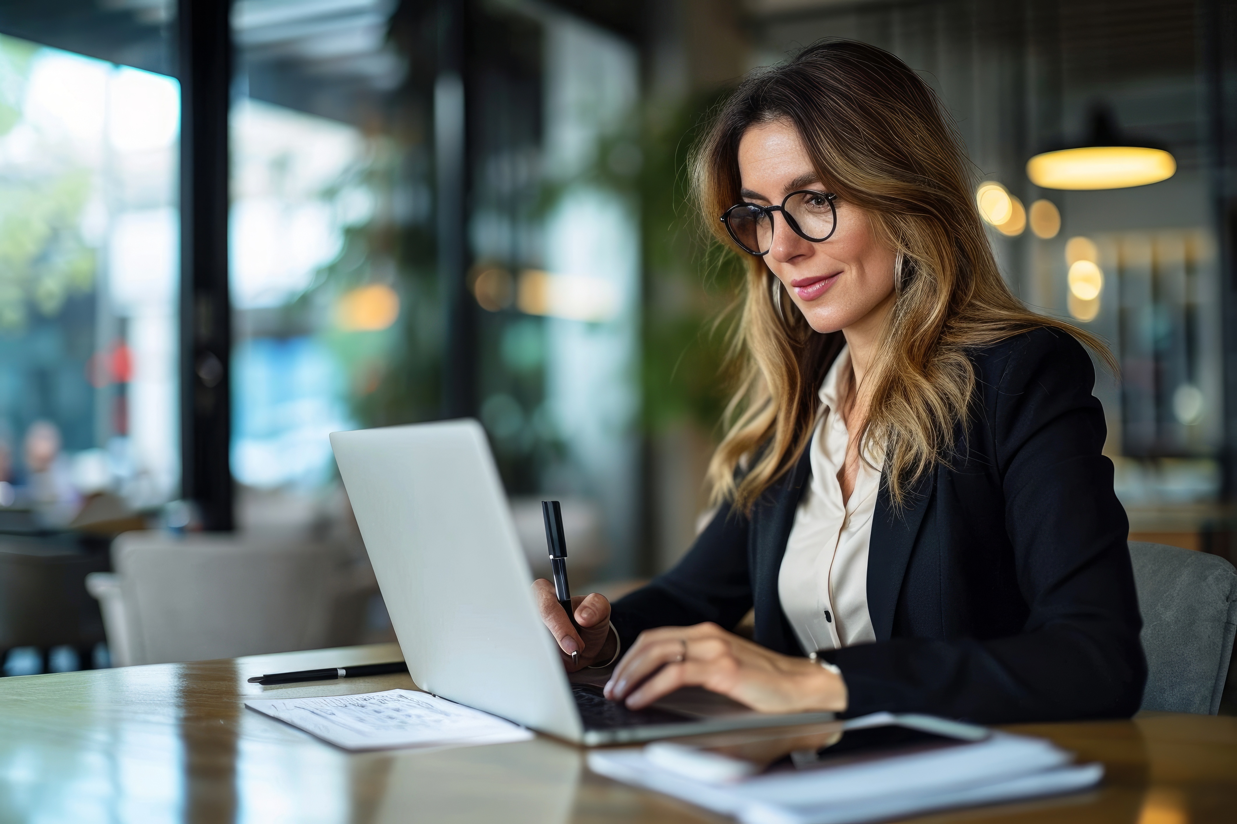 Professional woman using a laptop